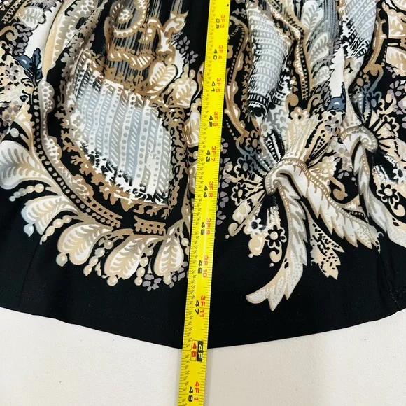 Julian‎ Taylor Midi Dress A-Line Geometric Sleeveless Summer Black Stretch Sz 12 - Picture 9 of 10